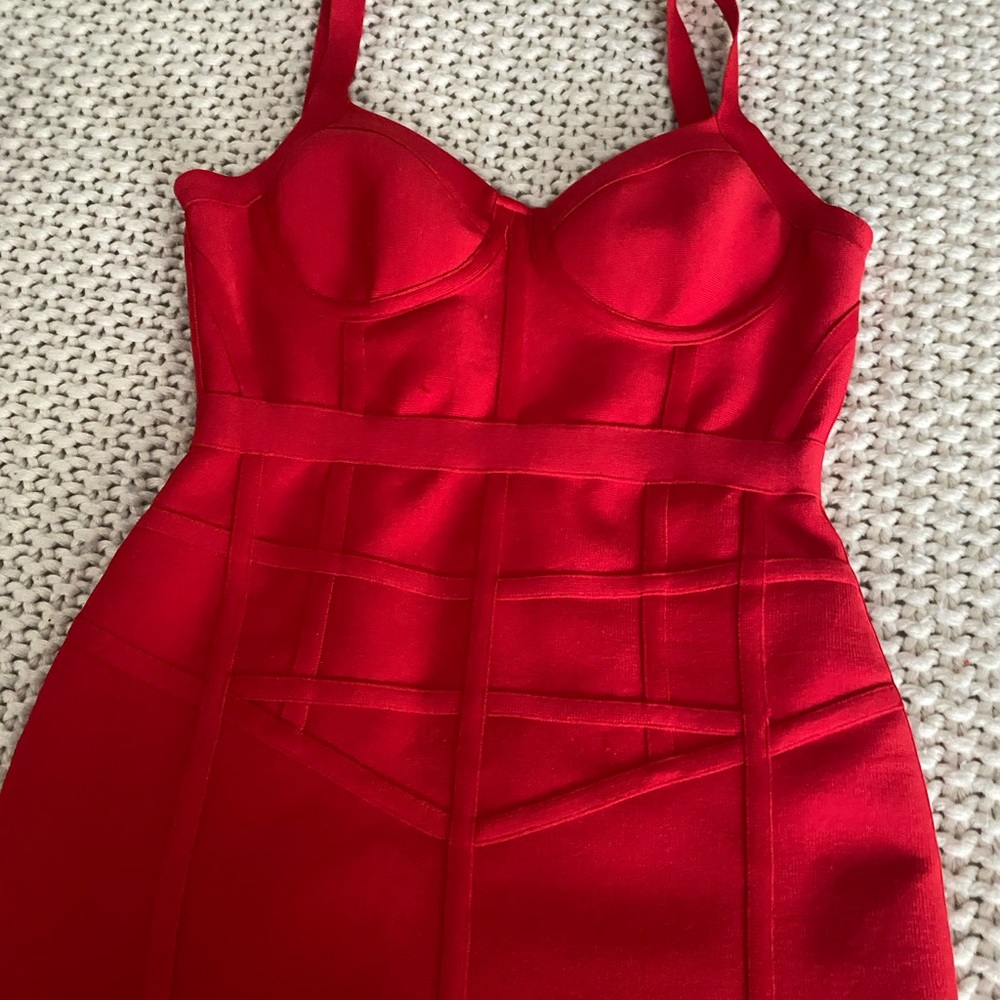 Red skin tight mini dress very good for parties or to go out in